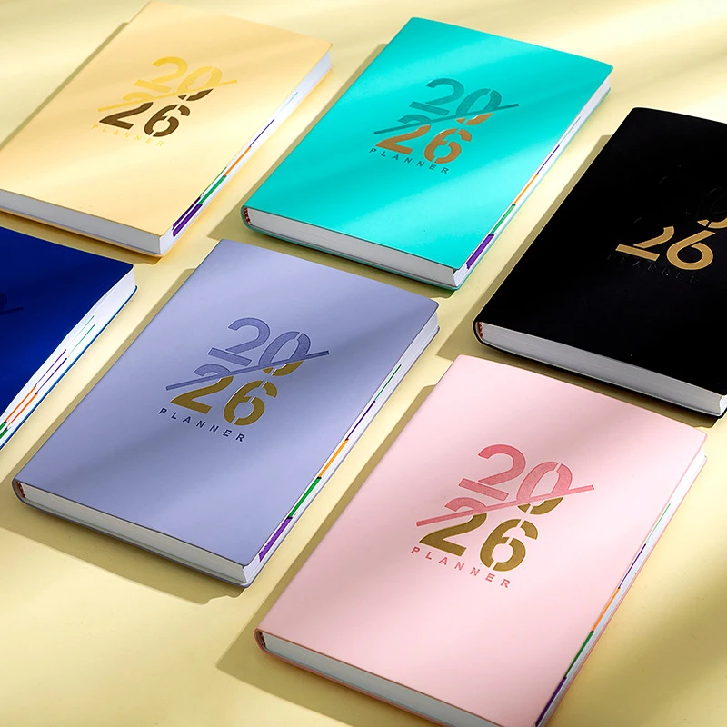 مخطط جديد 2026 A5 مع ختم رقائق الذهب، دفتر تقويم شهري أسبوعي يومي باللغة الإنجليزية لمنظم جدول مكتب المدرسة #5