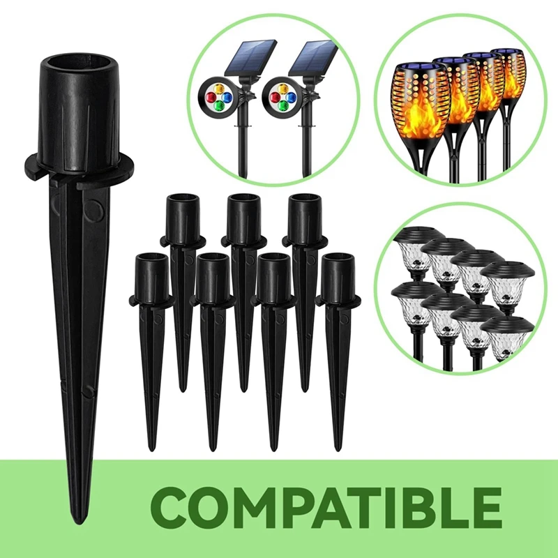 12 Pack Metal Replacement Stakes For Solar Lights Outdoor, 0.78 X 5.35 Inch Solar Pathway Lights Spike Replacer Easy Install