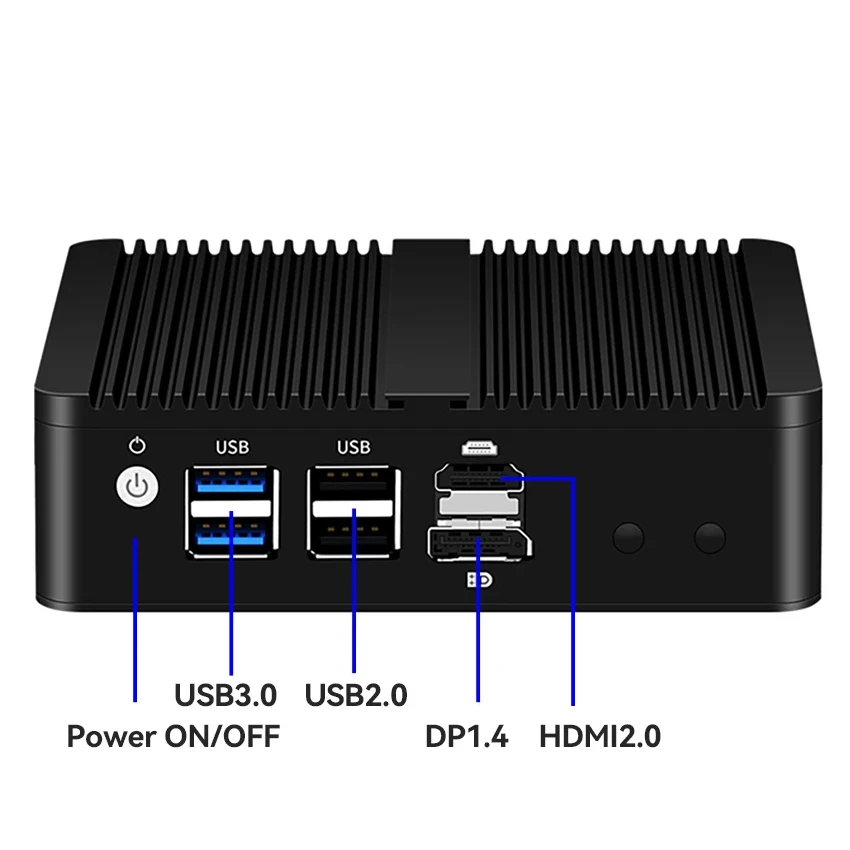 Fanless Mini PC Firewall DHCP Gateway Server Intel N150 N5105 Processador M.2 NVMe SSD 4x 2.5G Ethenret Windows Linux Pfsense