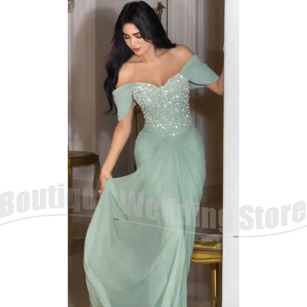 Vestido de noche elegante con hombros descubiertos, vestido de fiesta de sirena con escote en forma de corazón y lentejuelas, vestido de invitados de boda personalizable hasta el suelo para mujer