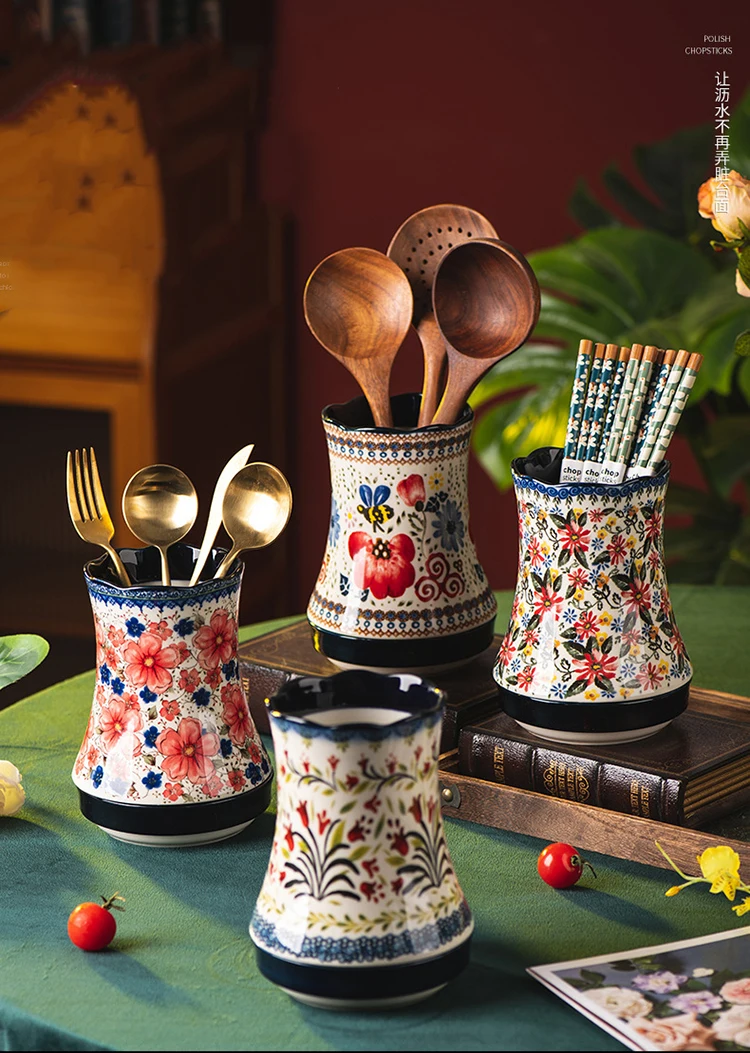Household Kitchen Drain Chopsticks Spoon Storage Tube Ceramic Chopstick Holder Chopstick Basket Chopstick Basket