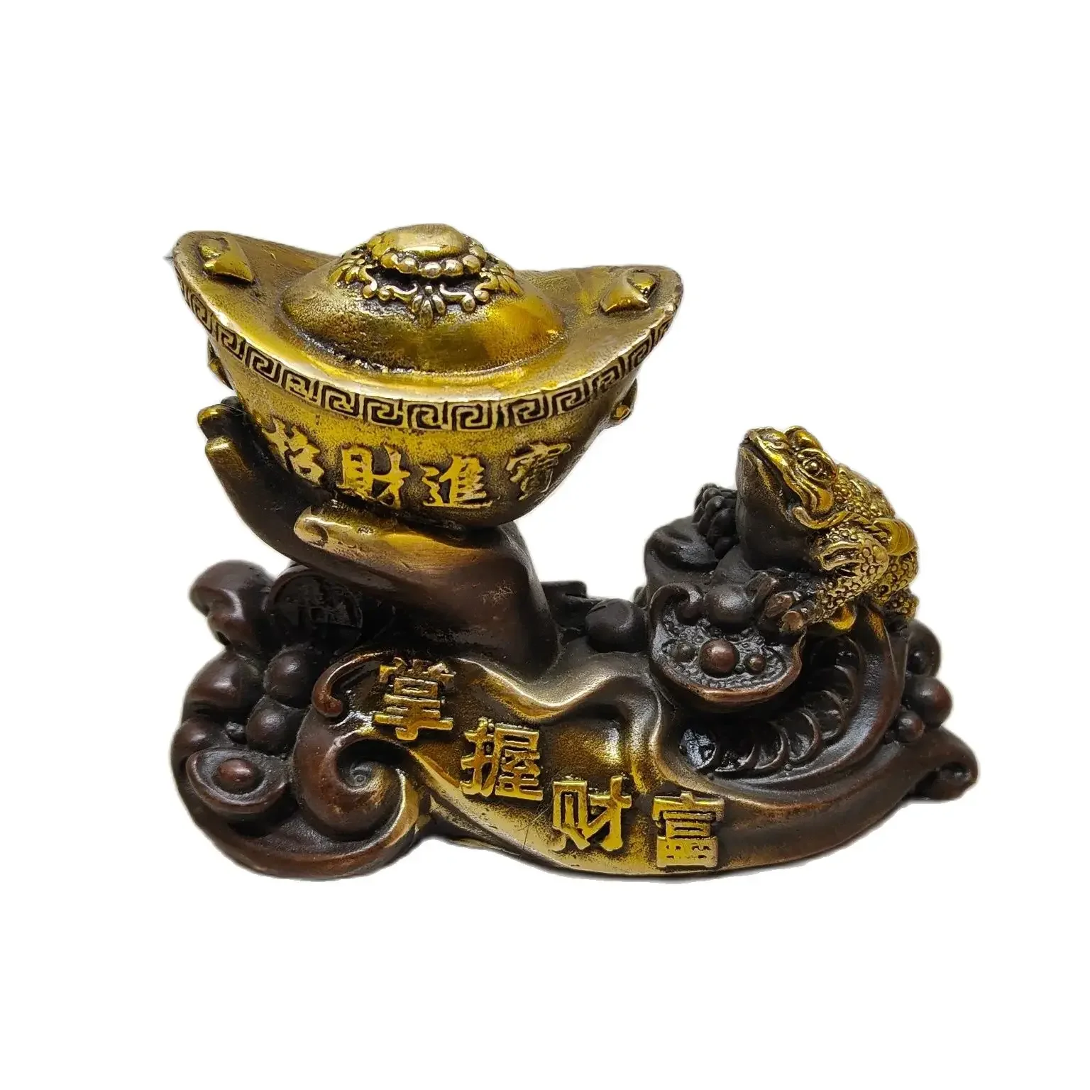 Wholesale Master Wealth Golden Toad Decoration Brass Purple Copper Gilded Gold Attracting Wealth Feng Shui Ornament Crafts