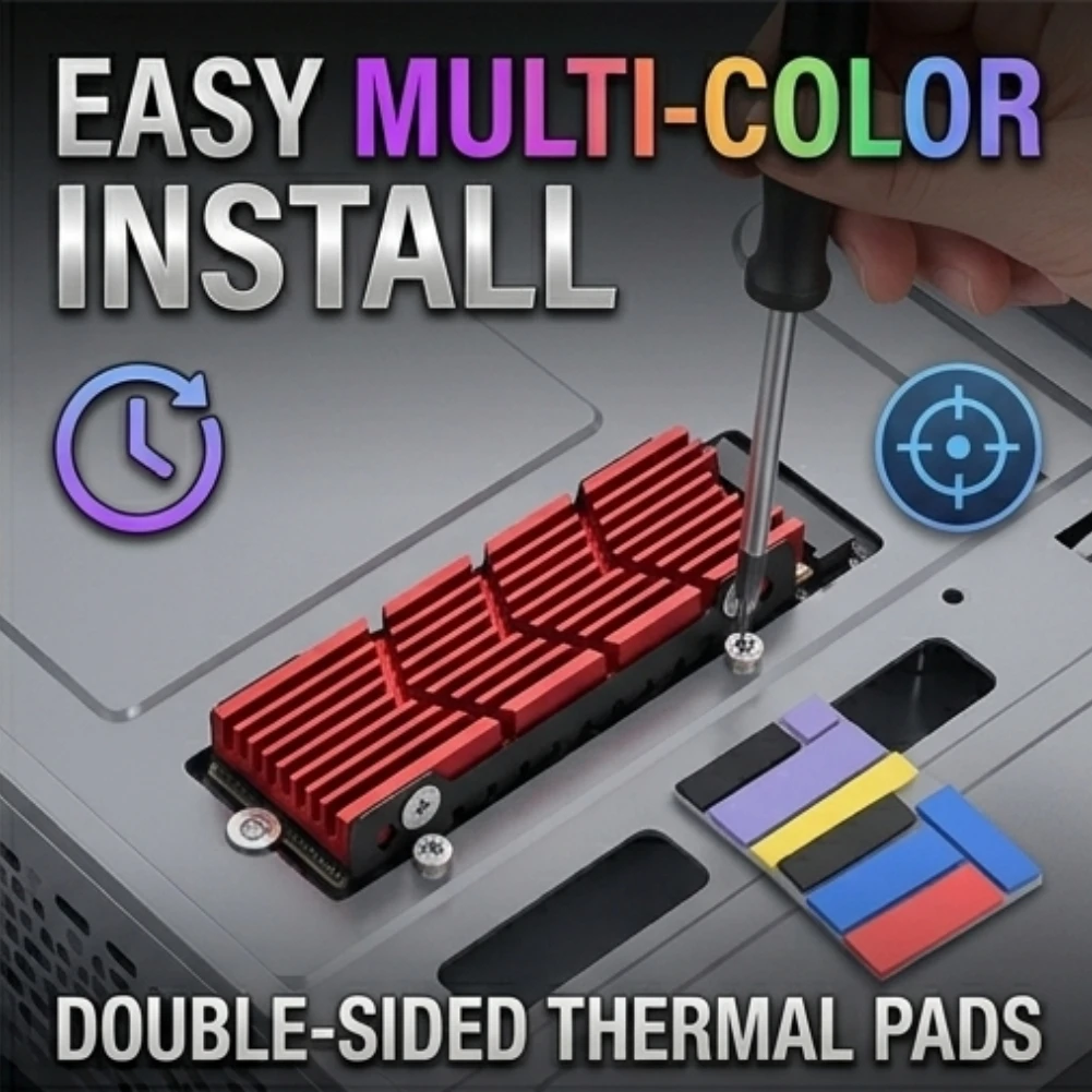 

Алюминиевый радиатор для SSD M.2 2280 M2 PRO: Высокопроизводительный охладитель для NVMe M2 SSD, расширения внутренней памяти PS5