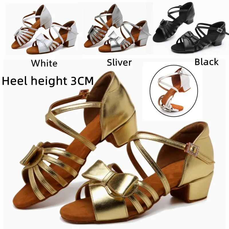 Kids Dance Shoes For Girls Women White Bootie Ballroom Latin Shoes Ladies Modern Tango Dancing Performance Shoes Salsa Sandals