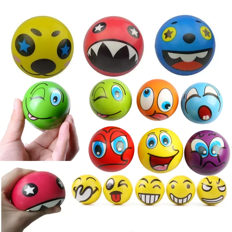 12 Uds. Pelotas blandas de expresión de juguete, esponja divertida, pelota antiestrés para apretar, cara sonriente, mueca, espuma de PU para niños y adultos, pelota de juguete deportivo