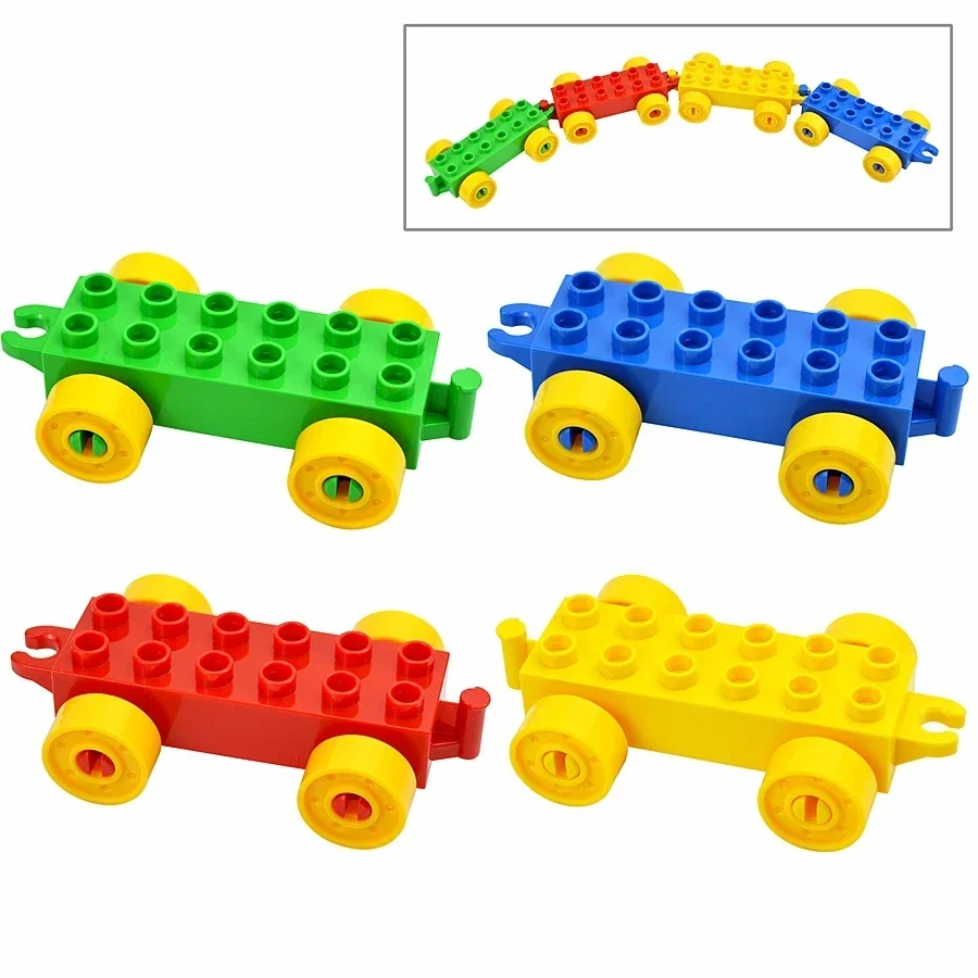 Big Size Train Base Building Blocks Car Track Model Traffic Vehicles  Large Bricks Educational Toys For Kids Xmas Gifts Duploes