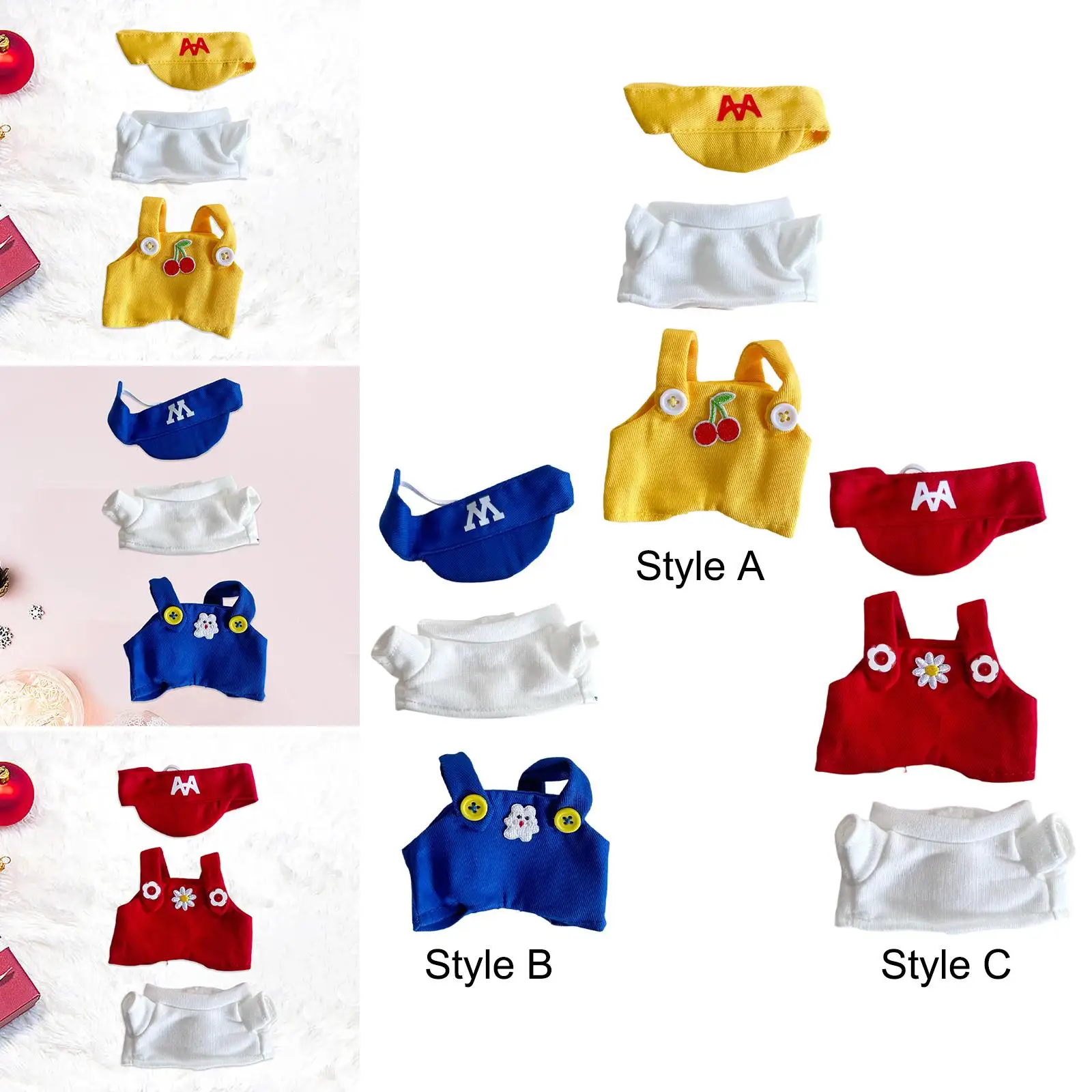 Vestiti per bambole di peluche per bambole da 15-17 cm Puntelli per foto morbidi Costumi per vestire fai da te Abbigliamento per bambole Moda Animali di peluche Vestiti carini