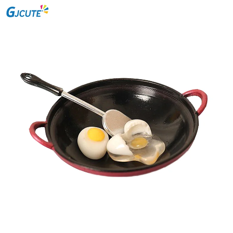 

4Pcs/set Dollhouse Simulation Egg Spatula Frying Pan Set Dolls House Miniature Kitchen Food Cookware Accessories Toys