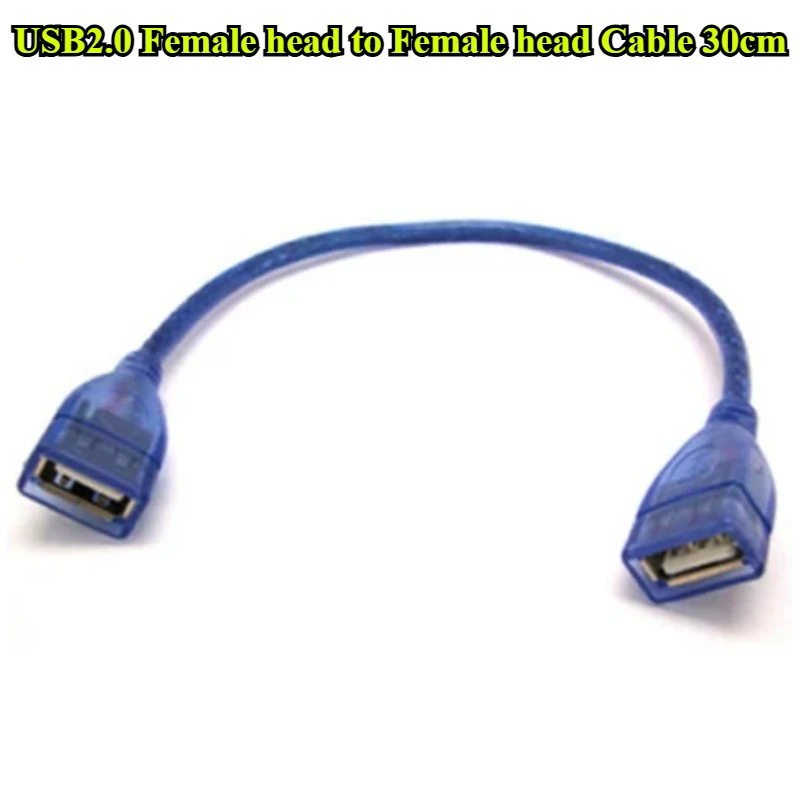 2/3/5Pcs/lot USB 2.0 Printer Cable USB 2.0 Female To Female Foil+Braided Shielding Transparent Blue Cable Length 30CM