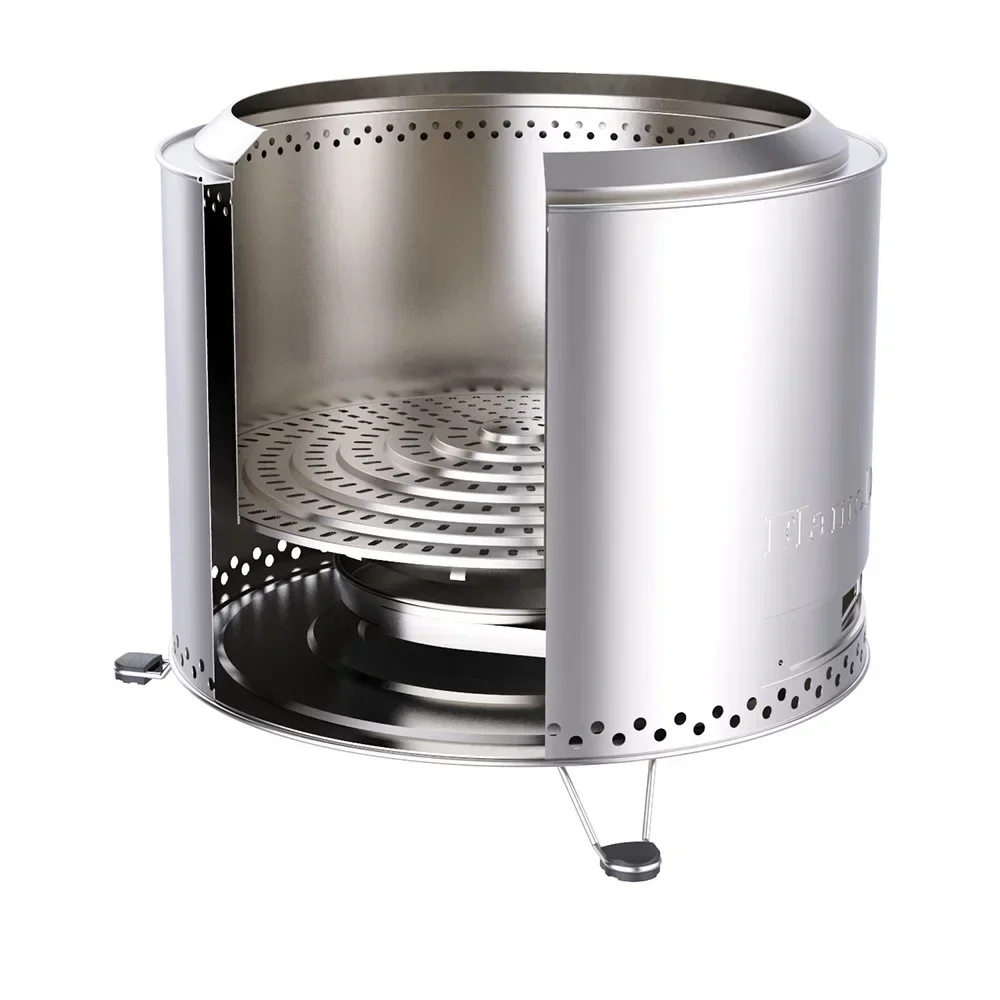 Factory Direct 2026 Portable Camping Stainless Steel Outdoor Fire Pit Wood Burning Stove Bonfire Table Fire Pit with Stand smoke