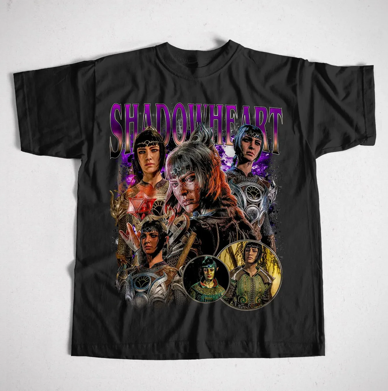 Limited Shadowheart Black Metal Vintage T-Shirt Gift for Women and Men Unisex T-Shirt Dark Fantasy Gamer Tee