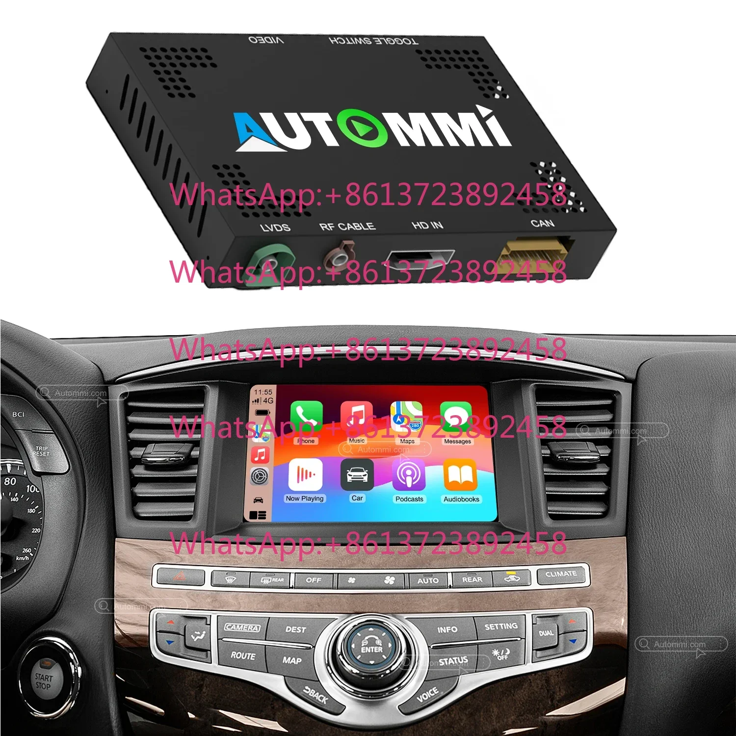 QX60 Q70 Wireless CarPlay And Android Auto Decoder Module Interface Kits For 2015-2019 Infiniti QX60 Q70