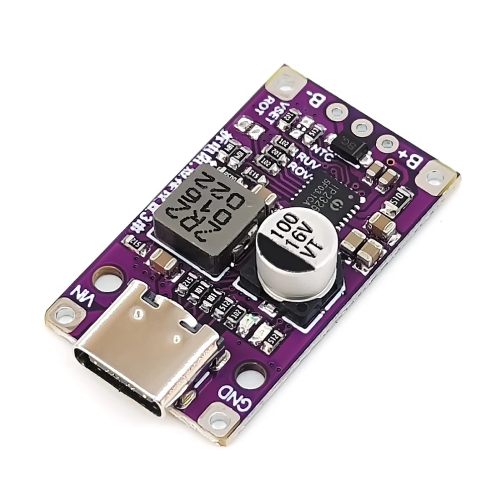 Type-C USB 2-3S BMS 15W 3.7V Lithium Battery Charging Boost Module With Balanced Support QC Fast Charge With Indicator