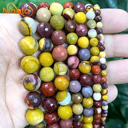 Faceted Natural Mookaite Egg Yolk Smooth Round Beads Diy Women's Bracelet Necklace DIY Handmade Jewelry 15