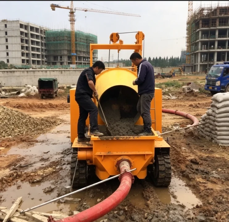 High Efficiency Integrated Concrete Mixer Pump 4~6 Times Mobile Concrete Mixer Pump Trailer Mounted Diesel Powered