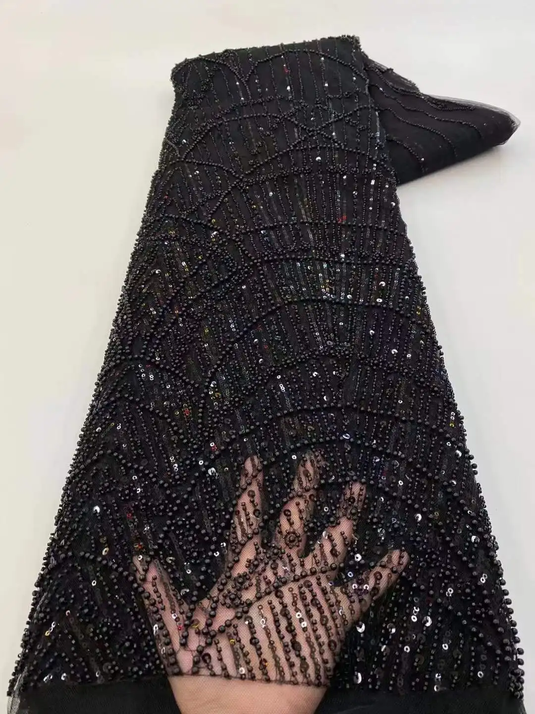 10 Colors Multicolour Evening Party Gown Sequin Mesh Wedding Dress Floral Fabric Dyeing Beaded Embroidered Material Accessories
