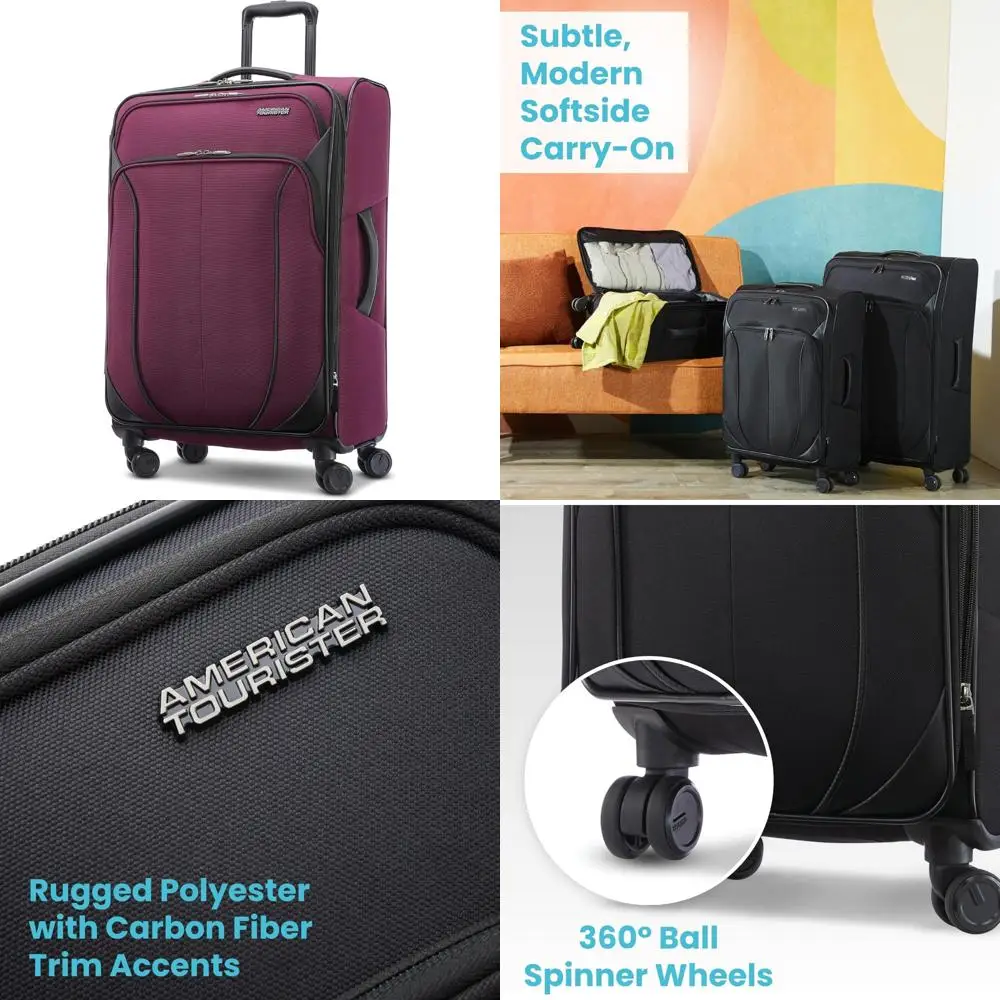 

24 Inch Expandable Softside Spinner Luggage with Purple Orchid Design, Travel Friendly, Durable and Stylish
