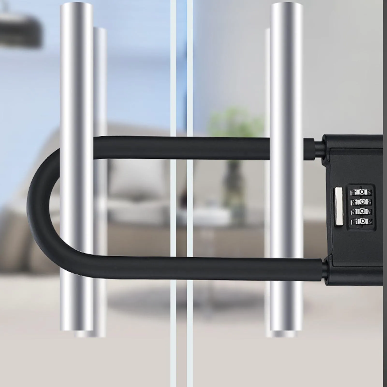 Bike U Lock 4 Digit Combination Padlock Heavy Duty Anti Theft U Lock with Adjustable Shackle for Glass Door Gate Shed Fence