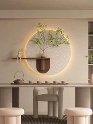 Cream style green plant sandstone painting restaurant 3D decoration painting luminous living room mural