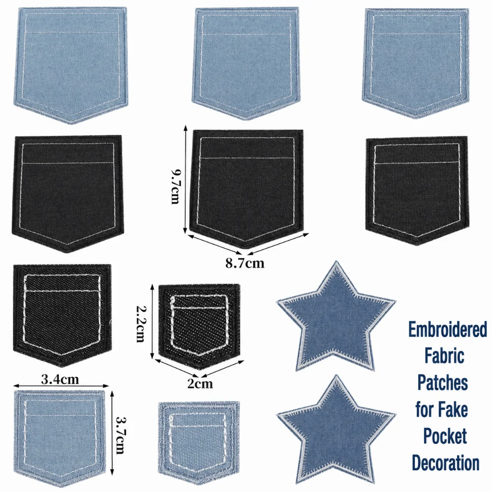 With Hot Melt Adhesive Back Denim Fake Pocket Patch DIY Decorative Repair Multiple Styles Iron on Jean Pocket Applique