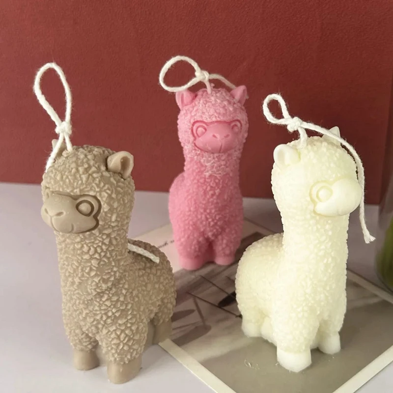 2PCS 3D Alpacas Silicone Candle Mold DIY Cute Animal Scented Candle Soap Craft Gifts Making Resin Plaster Mold