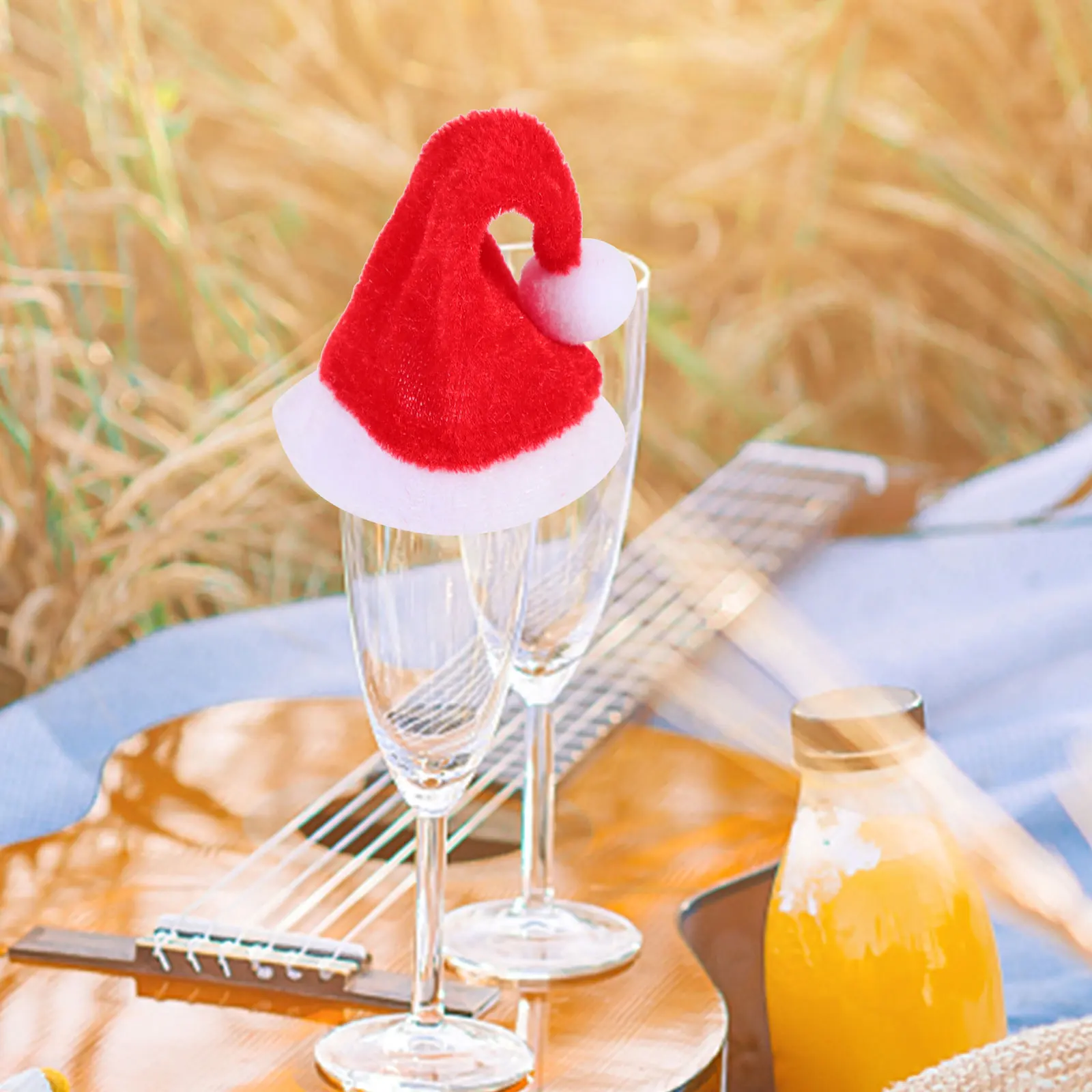 

20 Pcs Christmas Hat Bottle Set Xmas Covers Party Decoration Holiday Sleeve