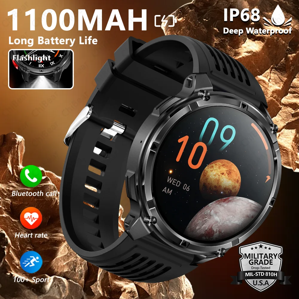 

1100mAh Long Battery Life Men Smartwatch Bluetooth Call AMOLED IP68 Waterproof Heart Rate HD Screen Smart Watch For Android IOS