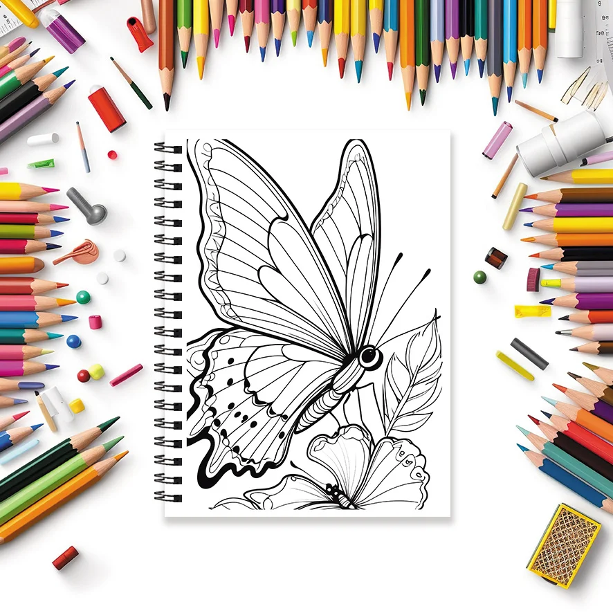 Floral Butterfly Coloring Book - 8.3×11.2 Inches, 22 Pages. Great for Charming Relaxation, Stress - Relieving