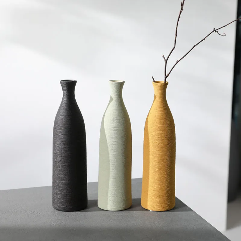 Wabi Sansan Japanese-style white brushed ceramic vase model room living room dining table home decoration flower arrangement