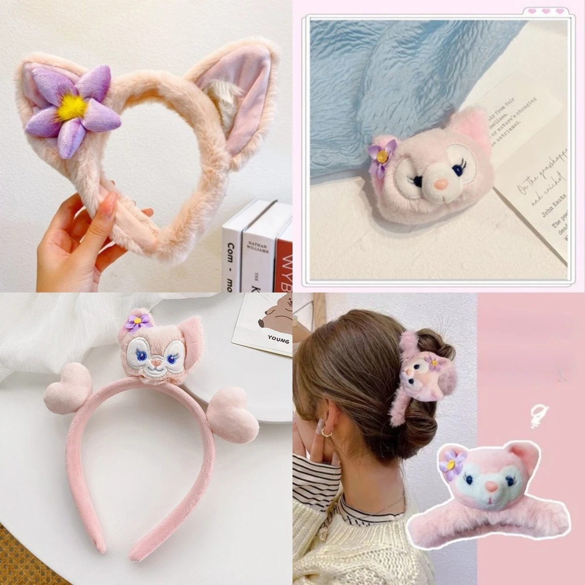 

Disney cartoon little fox hair accessories Lina Bell hair band hair clip plush hair ring pink cute hair accessories