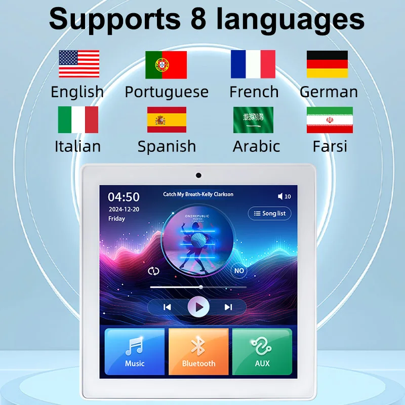OEM New 4inch Multi Language Amplificador Music Player Stereo Sound Control Panel Bluetos FM AUX Usb Sd in Wall Amplifier