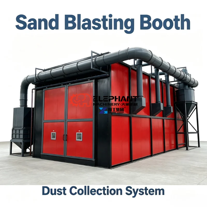 Enclosed Environmental Sandblasting Booth Media Recovery Sand Blasting Chamber with Rail Trolley for Over-Sized Workpieces
