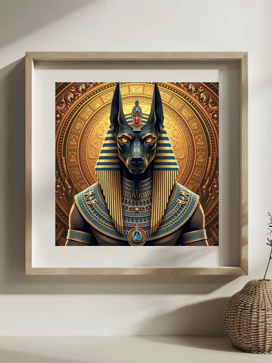1 Stück 30x30 cm/11,8 Zoll, 11Ct/14Ct Kreuzstich-Set, DIY Valentinstagsgeschenk, Stickerei-Set für Festlichkeiten, Anubis Ägyptischer Gott – Detail 1