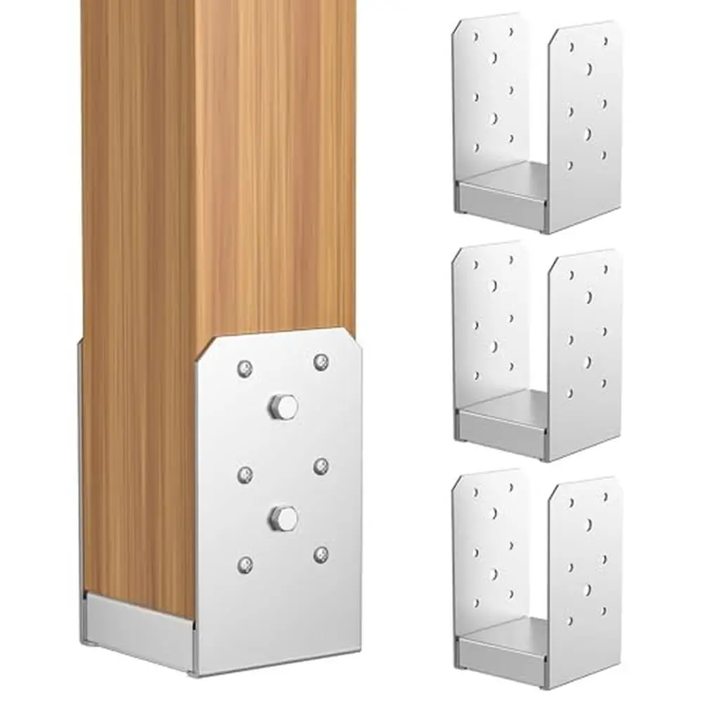 

Adjustable Stainless Steel Concrete Post Anchor 4pcs Set Strong Support Rust-Resistant Moisture Protection 1" Platform Long