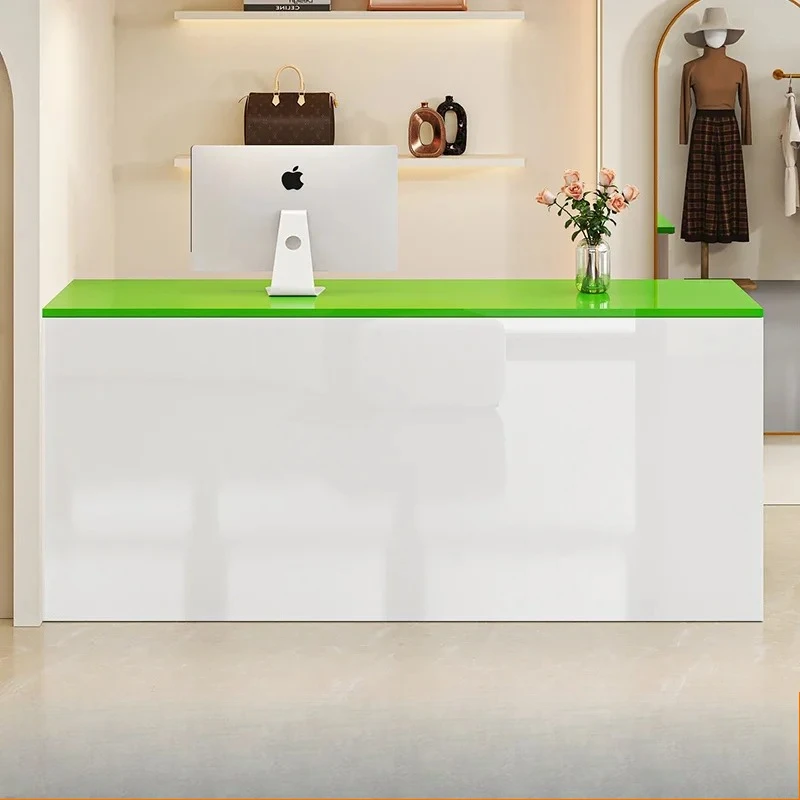 الأعمال الخشبية ماكينة تسجيل المدفوعات النقدية منصة صالون مكتب مكاتب استقبال فريدة من نوعها التصميم الحديث استقبال الأثاث التجاري #2