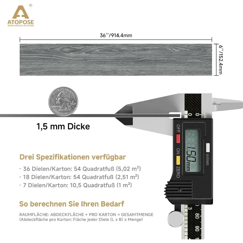 접착식 비닐 바닥재, 36개-6인치×36인치 54평방피트, 퀼트, 나무 효과가 있는 라미네이트 바닥재, 방수