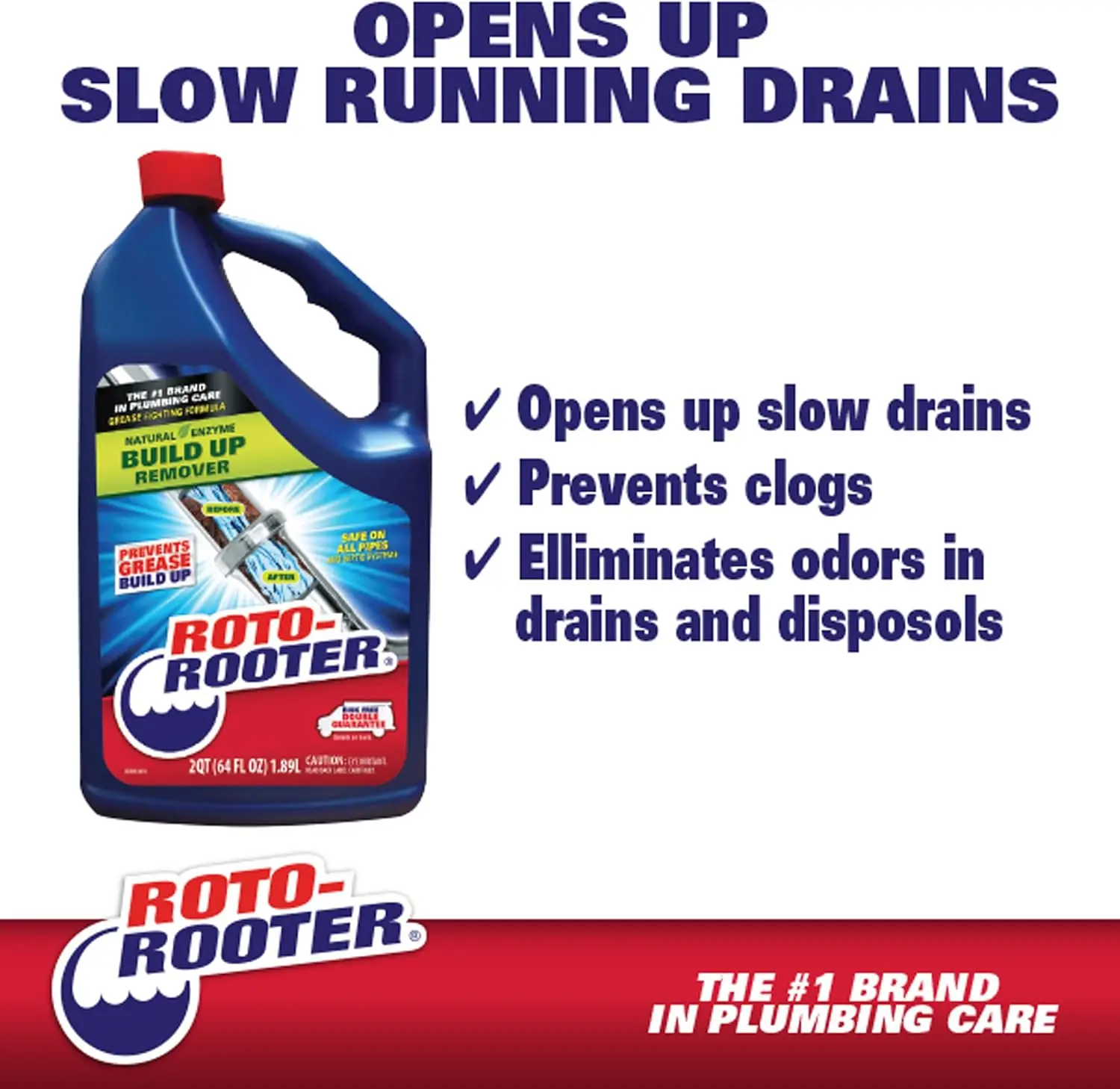 Enzyme Drain Cleaner 64oz, Septic Safe, Prevents Clogs & Odor