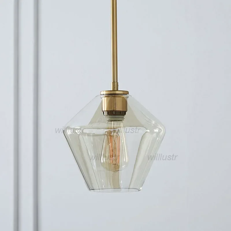 

Прозрачный стеклянный подвесной светильник цвета шампанского, современный металлический подвесной светильник, отель, кафе-бар, столовая, спальня, подвесная потолочная люстра