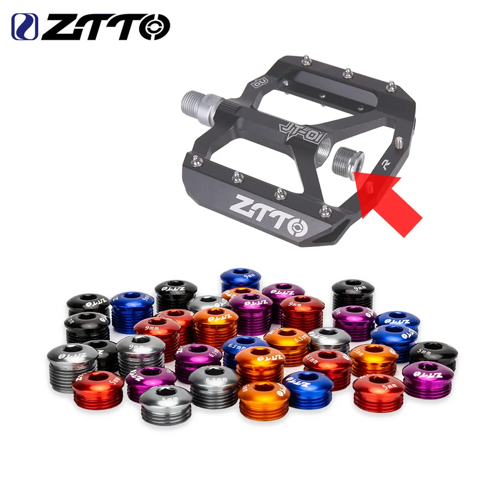 ZTTO Bicycle Pedal Screw Aluminum Alloy Side Cover Cap M14 Thread x 5mm 6.5mm 9mm Red Purple Orange Blue for MTB Road bike pedal