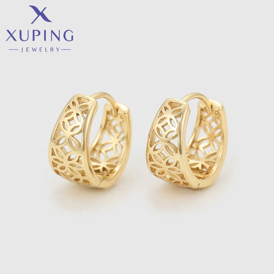 Xuping Jewelry New Arrival Promotion Simple No Stone Light Gold Color Huggies Earrings for Women Party Gift X000673137 view 3