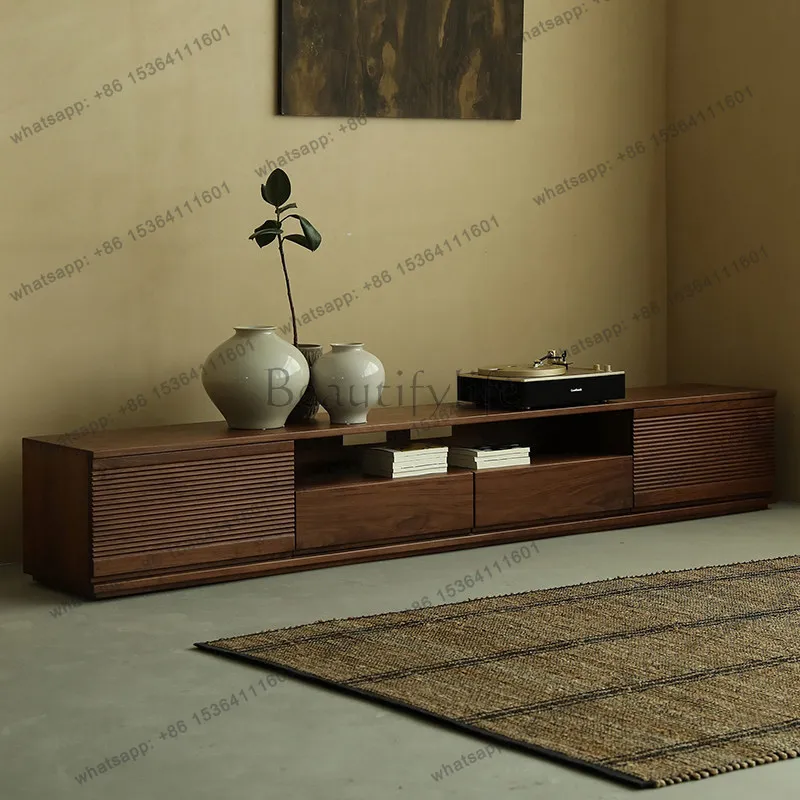 

Medieval solid wood North American black walnut TV cabinet