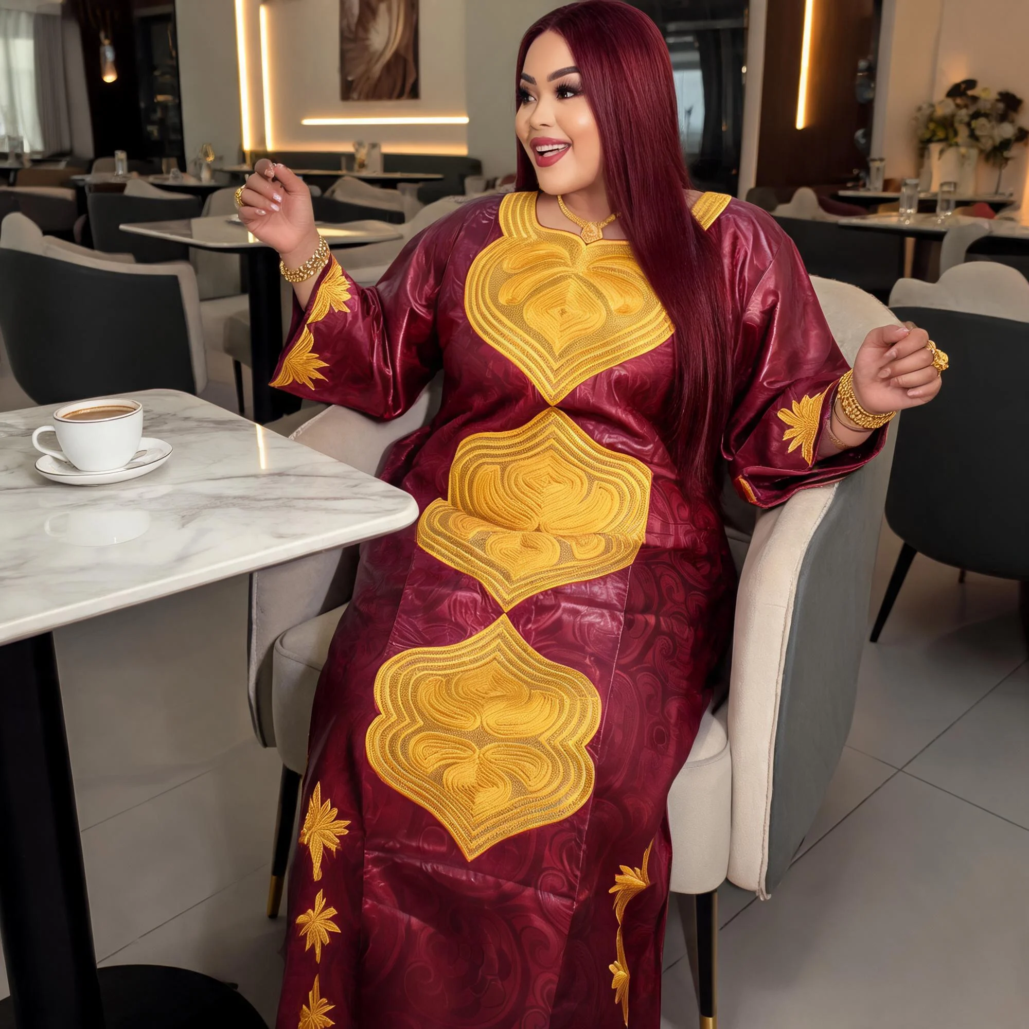 African Dresses For Women Bazin Riche Embroidery Design Long Dress With Scarf