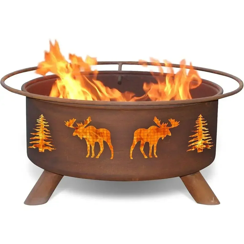 30 Inch Moose and Trees Fire Pit