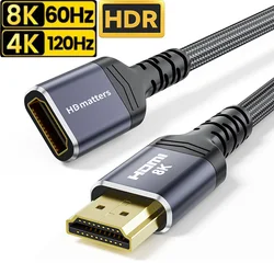 8K HDMI Exension Cable HDMI 2.1 Extension Cord HDMI 2.1 Male to HDMI 2.1 female Cable adapter HDMI 2.1 Extender Cable 4K 120Hz