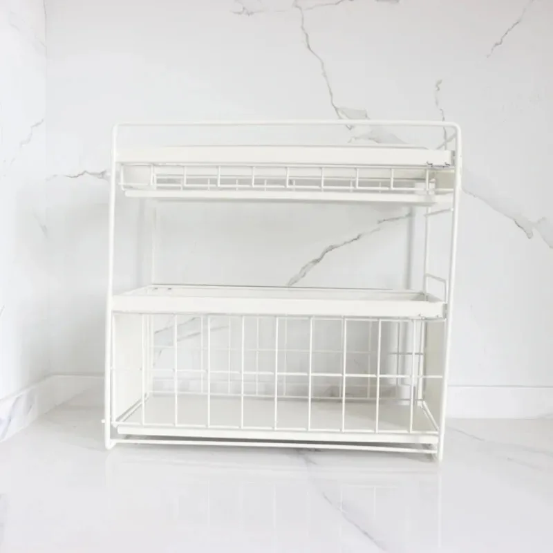 2 Tier Cabinet Organization Expandable Kitchen Rack Under Sink Organizer Storage Drawers Bathroom Office Storage CNLF