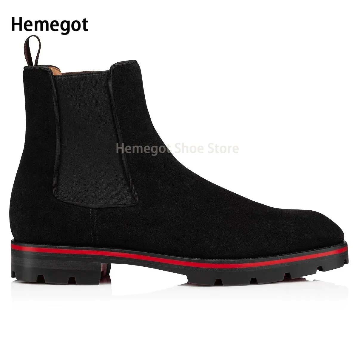 Black Cow Suede Boots for Men Casual High-Top Wear-Resistant Luxury Design Winter Ankle Low-Heeled Knight Boots Shoes New In