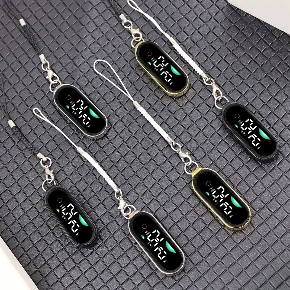 Silent Electronic Hanging Watch Luminous Digital Display School Clock Touch Screen Portable Pendant Keychain Watch Adults