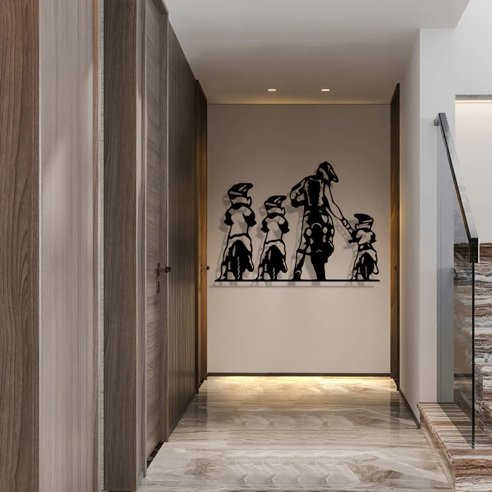 CIFBUY Metal Wall Art Retro Father Son Motorcycle Rider 2D Iron Decor Off Road Cycling Silhouette For Home Garage Room Ornament