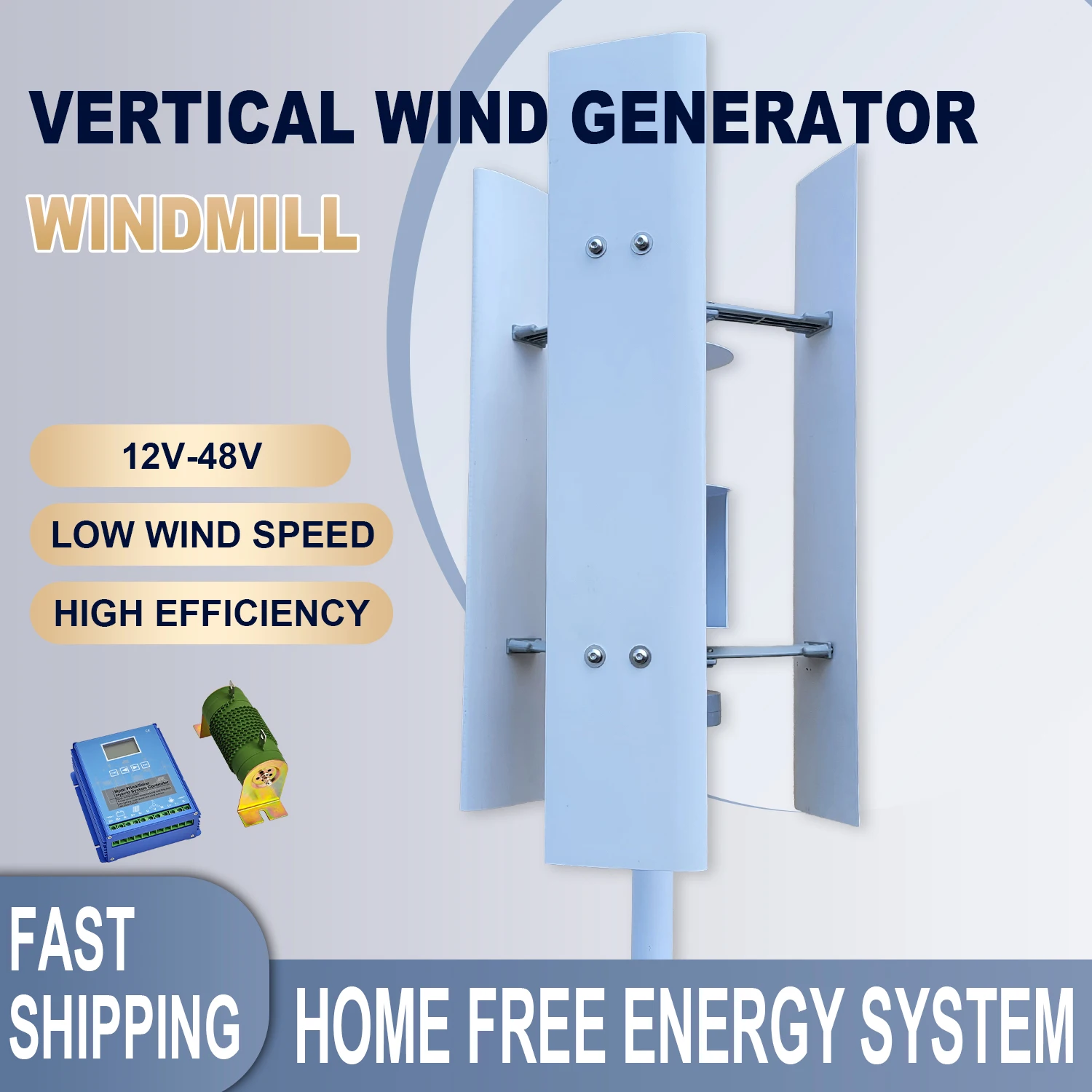 Free Energy 10000W 8000W Vertical Axis Permanent Maglev Wind Turbine 12V 48V High Efficiency Wind Generator With Hybrid Controll