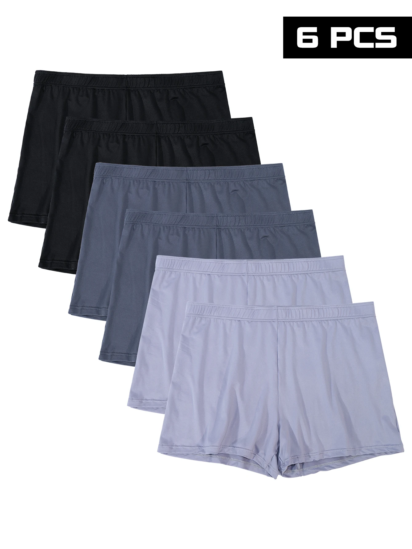

Мужские трусы-боксеры из 6 шт., однотонные, свободные и удобные с эластичным поясом, приятные для кожи, повседневные для дома и повседневного использования.
